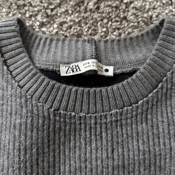 Mens Grey Zara Ribbed Crewneck - Picture 2 of 4